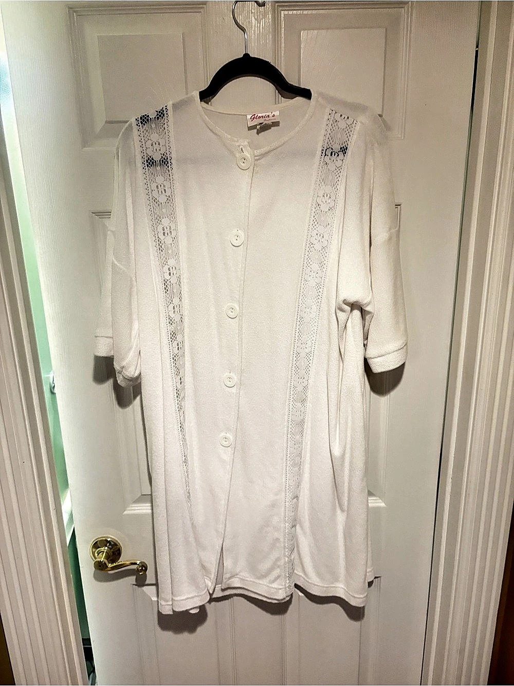 Gloria's Fashions White Lace-Trim Maxi Dress Size XL Like New